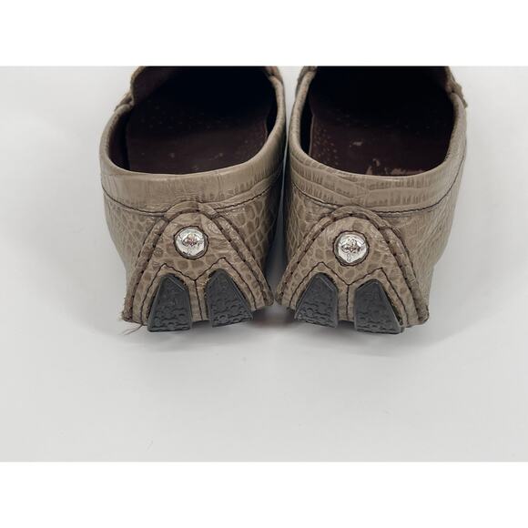 Cole Haan Trillby Driver Moc Penny Loafers Taupe Snake Print Leather Preppy - Picture 5 of 5